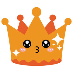 cute kawaii style crown design over white background isolated vector illustration on white background