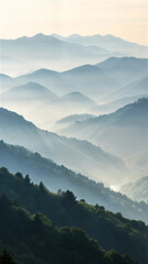 Realistic Mountain Fog Landscape Background