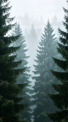 Realistic Pine Forest Landscape Background