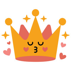 kawaii crown design over white background isolated vector illustration on white background