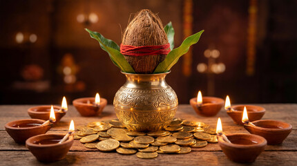  a traditional Indian pot made of brass