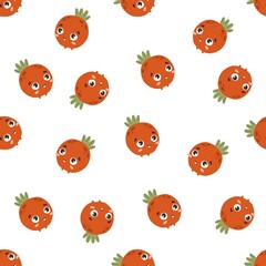 Seamless pattern with cartoon tomato. hand drawing, flat style. design for fabric, print, textile, wrapper	
