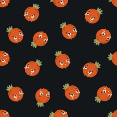 Seamless pattern with cartoon tomato. hand drawing, flat style. design for fabric, print, textile, wrapper	
