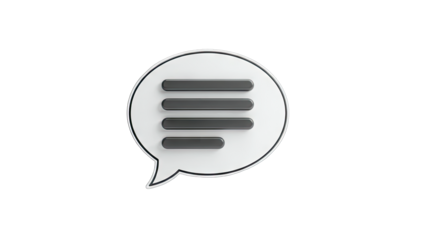 Speech Bubble with Lines Icon on White Background