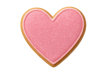 Fototapeta premium Heart sugar cookie with pink glitter icing isolated