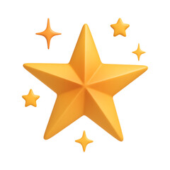 Obraz premium Radiant Golden Star Decoration for Holiday and Celebration Themes 3D Icon Isolated on a Transparent Background