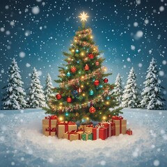 christmas tree with gifts