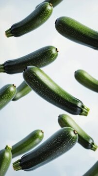 zucchini fallend auf hellen Hintergrund 