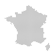 French Halftone map in dotted pattern design for travel & geography