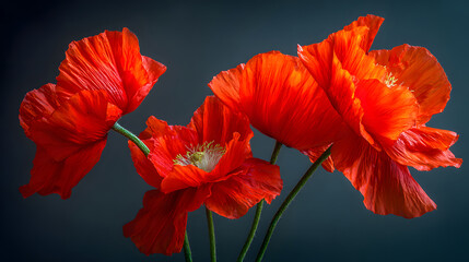 Fototapeta premium Red poppy flower against blue sky