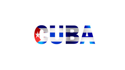 Cuba Text With Flag Isolated On Transparent PNG Background	
