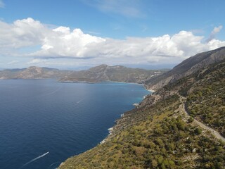 Scenic view of Babadağ, a high mountain and paragliding center overlooking &Ouml;l&uuml;deniz and the Mediterranean coast near Fethiye, Turkey.