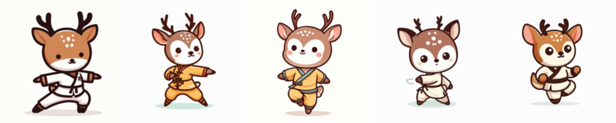 cute deer vector in shaolin costume