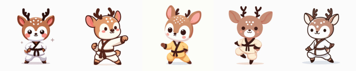 cute deer vector in shaolin costume