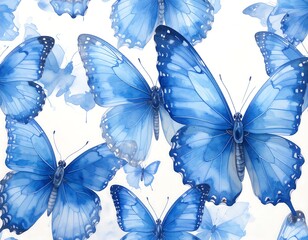 A pattern of many blue butterflies