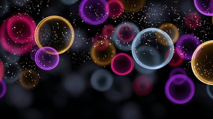 A colorful background with many different colored circles. The circles are of various sizes and colors, and they are scattered throughout the image. Scene is vibrant and lively, with the colors