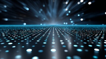 A blue and white image of a starry sky with a bright light shining through the clouds. The image is abstract and gives off a feeling of wonder and awe