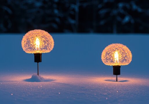 Zwei funkelnde Wunderkerzen stecken im wei?en Neuschnee und brennen hell. Dies schafft eine festliche und stimmungsvolle Winterszene ,Kontrast ,schneelandschaft ,eisig