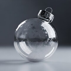 Delicate vintage silver Christmas ornament, thin glass reflecting soft light, symbolizing vulnerability and the passage of time, studio shot, globe, christmas