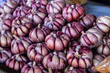 Garlic for sale at a street market in Sao Paulo, Brazil.