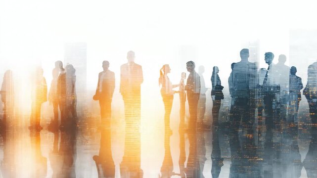 Silhouettes of professionals in reflection