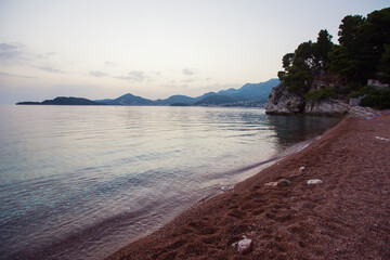 View to Kraljeva beach and the city of Budva, Montenegro