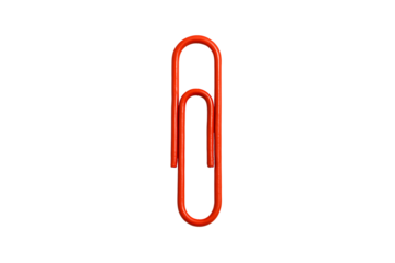Single red paper clip isolated on black background representing office stationery minimal business concept symbol of organization attachment and corporate productivity with simple classic design