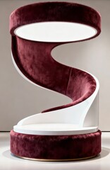 Modern spiral podium with burgundy fur and white frame