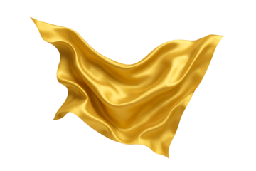 Shiny golden silk fabric waving softly isolated on black background luxurious textile design concept representing elegance glamour and fashion materials for premium style interior decoration