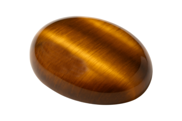 Shiny polished tiger eye gemstone cabochon semi precious mineral isolated on black background luxury golden brown crystal with natural texture and healing energy