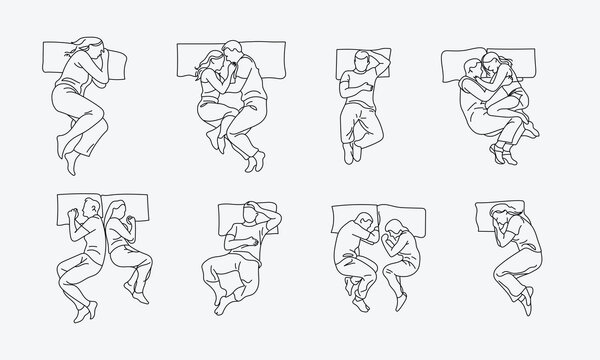  People Sleeping  Top View architectural drawing isolate white background.	