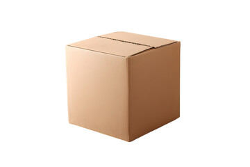 Fototapeta premium Brown cardboard box on a plain background used for packing and shipping items in various settings such as homes or warehouses