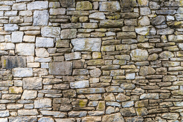 Historic stone wall surface with layered slate rock texture and natural aging patterns