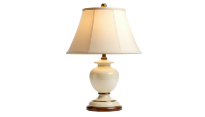 Lamp Creamy, ornate base with lit, pleated shade