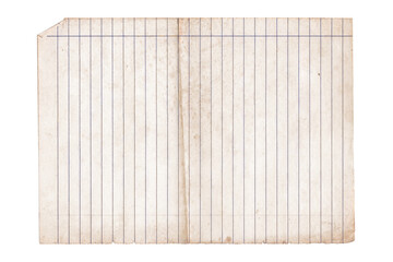 Antique Lined Paper Background with Fold Marks. Rustic Old Writing Paper with Vertical Blue Lines and Aged Edges. Aged lined rusted notebook paper page