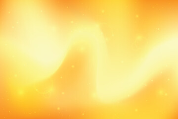 Liquid yellow gradient mesh background with sparkle effects and bokeh lights. Fluid blurred wave design for banner, website, presentations, cover, poster, ads.