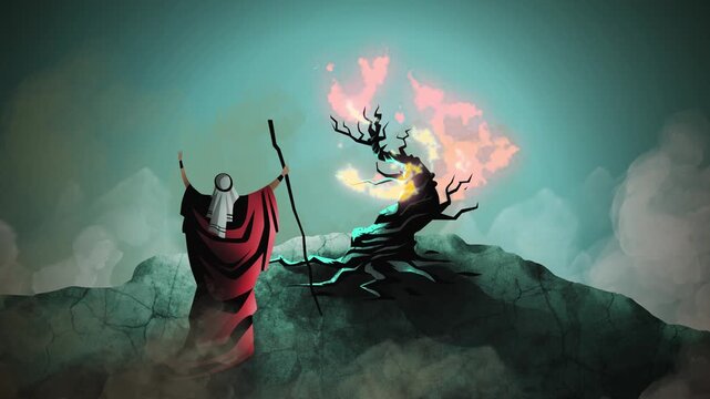 moses speaking with the burning bush