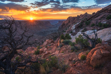 beautiful sunset in canyonlands national park in utah, usa