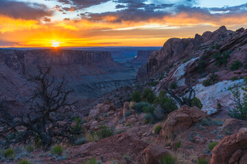 beautiful sunset in canyonlands national park in utah, usa