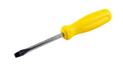 Yellow Flathead Screwdriver on transparent background