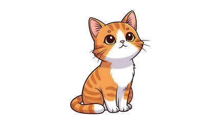 Fototapeta premium Cute cartoon orange and white cat sitting isolated on a transparent background