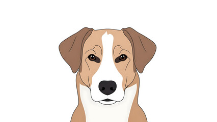 Minimal Dog Face with Brown and White Fur isolated on a transparent background