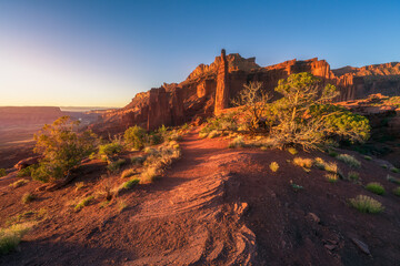 beautiful sunset at fisher towers in utah, usa