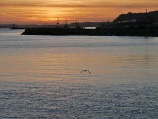 Sonnenuntergang &uuml;ber Sassnitz auf R&uuml;gen