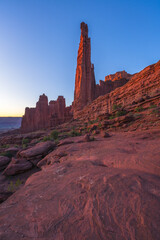 beautiful sunset at fisher towers in utah, usa