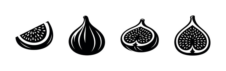 Fruit vector icons set. fresh fig symbols for healthy food design