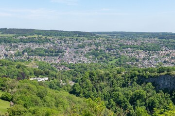 View from the Heights of Abraham of the town of Matlcok Bath in Derbyshire