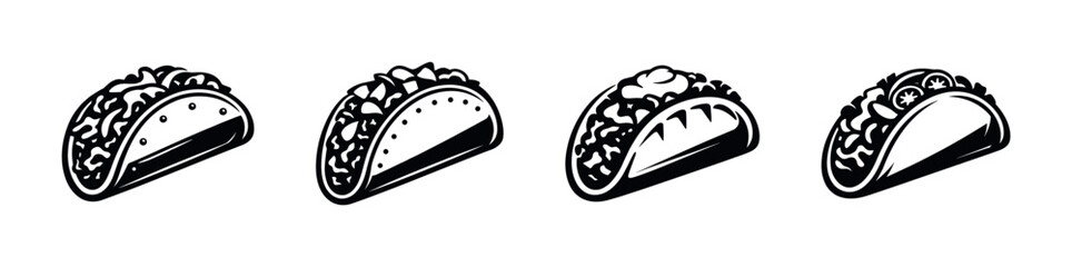 Mexican food vector icons set. taco symbols and culinary graphics