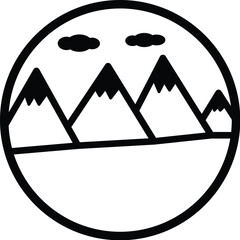 Mountain Landscape Circle Icon