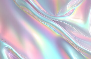 Naklejka premium Iridescent fabric folds with flowing, reflective rainbow hues